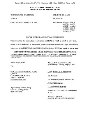 Hermano de Mario Zelaya irá a juicio el 9 de julio en Estados Unidos