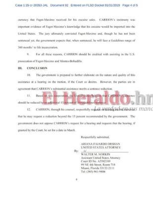 Justicia de Estados Unidos reduce condena a narco hondureño Ronald Carrión Zalabarria