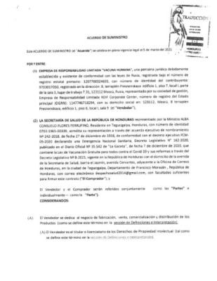 Contrato de vacuna Sputnik V se firmó con empresa subsidiaria del Fondo Ruso de Inversión