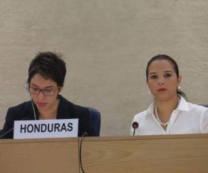 Delegación hondureña que se presentó este viernes en Ginebra.