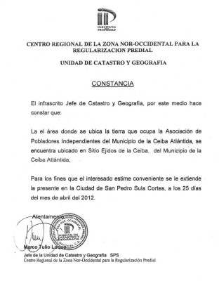 catastro informó que terreno privado era ejidal