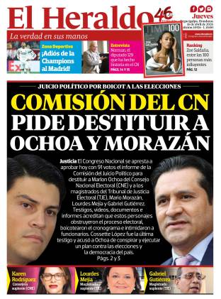 Comisión del CN pide destituir a Ochoa y Morazán