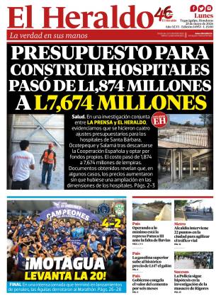 Presupuesto para construcción de hospitales pasó de L1,874 millones a L7,674 millones