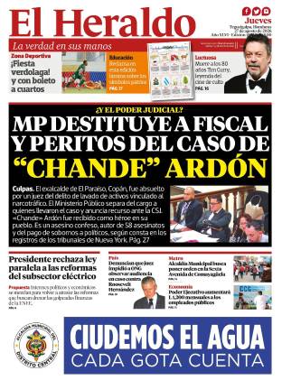 MP DESTITUYE A FISCAL Y PERITOS DEL CASO DE CHANDE ARDÓN