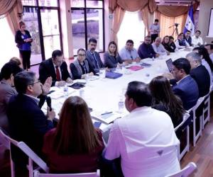 El presidente Juan Orlando Hernández respaldó la decisión de la fabricación y entrega del gel de manos. Foto: Cortesía