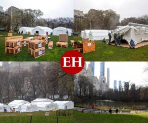 El emblemático Central Park, situado en la ciudad de Nueva York, en Estados Unidos, se ha convertido en un albergue de enfermos con Covid-19, ante la saturación en los centros de atención médica del estado. Fotos: AFP/ AP