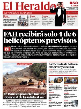 FAH recibirá solo 4 de 6 helicópteros previstos