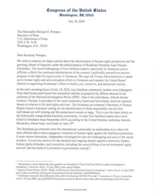 Congresistas de EEUU instan a Trump a pedirle cuentas a Honduras por caso de garífunas &nbsp;