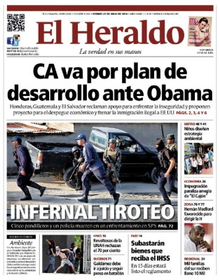 Portada EL HERALDO del viernes 25 de julio de 2014