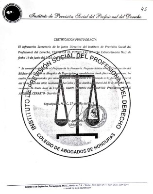 Inversiones por L 131 millones perjudicaron patrimonio del Colegio de Abogados de Honduras