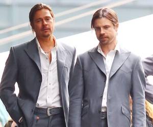 Brad Pitt con el actor que lo reemplazó en las escenas de riesgo en The Counselor.