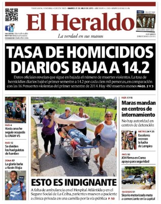 Tasa de homicidios diarios baja a 14.2