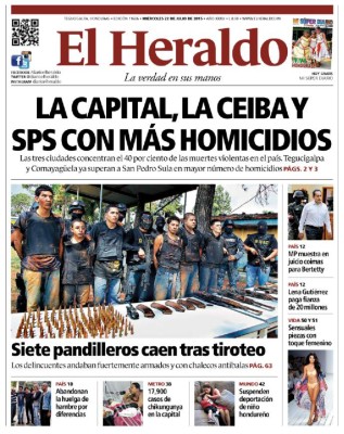 LA CAPITAL, LA CEIBA Y SPS CON MÁS HOMICIDIOS