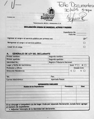 Declaración en blanco presentó Luis Redondo