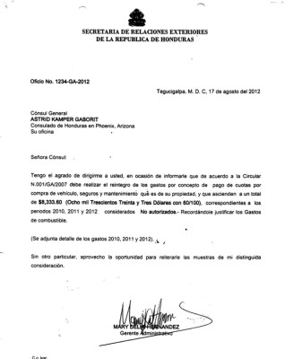 Cancillería admite compra irregular de auto