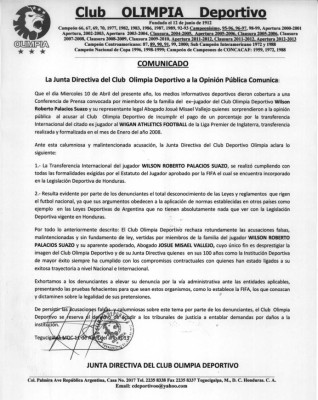 Olimpia amenaza con demandar