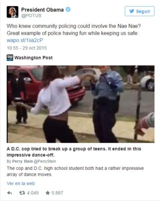Policía baila para dispersar pelea