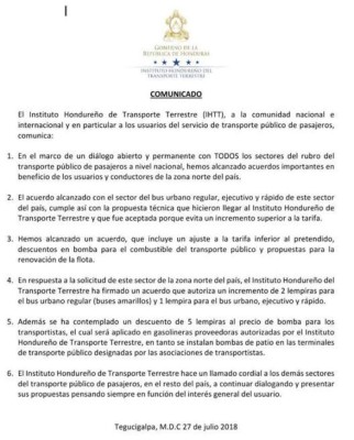 Transportistas y gobierno llegan a un acuerdo; dos lempiras más valdrá el pasaje en la zona norte