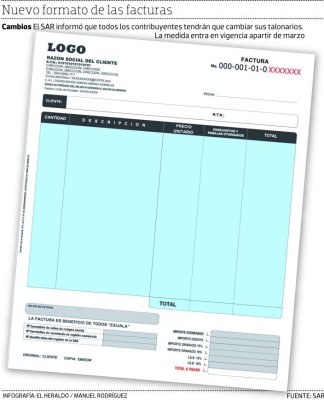 El SAR aplicará cambios a formato de las facturas