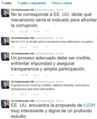 Embajador dijo que propuesta de JOH es digna de estudio