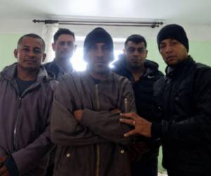 Cinco hondureños que lograron escapar en Rusia: Yimi Alexander Baca, Marvin Sair Baca, Olvin David Banegas, Ricardo Alfredo Banegas y Luis Alonso Dubón.