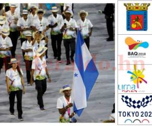La delegación hondureña desfilando con Rolando Palacios en la ceremonia de apertura de Rio-2016.
