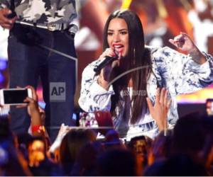 En esta foto del 23 de septiembre del 2017, Demi Lovato canta en el festival de música iHeartRadio en Las Vegas.