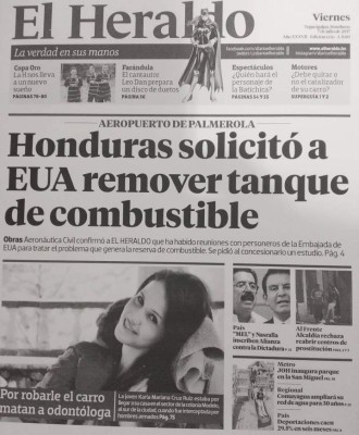 Honduras solicitó a EUA remover tanque de combustible