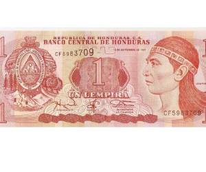 'El lempira fue introducido en 1931 y lleva el nombre de un líder del siglo 16 que dirigió la resistencia contra los conquistadores españoles', dice la descripción de Telegraph junto a la imagen del luchador lenca.