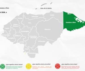 Las autoridades de Copeco mantienen alerta verde en el departamento de Gracias a Dios por un periodo de 24 horas, medida que comprende desde las 3:00 de la tarde de este viernes hasta mañana sábado.