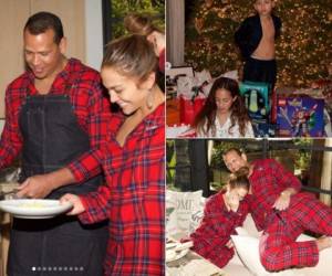 Jennifer López y Alex Rodríguez pasaron la Navidad en familia, disfrutando de una rica comida casera y abriendo los regalos, así lo mostró la guapa cantante en su cuenta de Instagram.