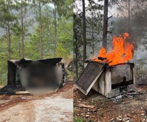 El Cuerpo de Bomberos atendió una alerta de incendio en la aldea El Cimarrón, sin imaginar que lo que encontrarían serían tres cuerpos carbonizados.