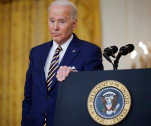 'Ha sido un año de desafíos, pero también ha sido un año de enormes progresos', afirmó Biden, que respondió preguntas sobre una amplio abanico de temas. AFP.
