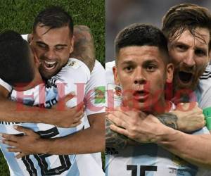 Los jugadores de la 'Albiceleste' se abrazaron, gritaron y saltaron sobre el césped tras ganarle a Nigeria y clasificarse a octavos de final. Fotos AFP