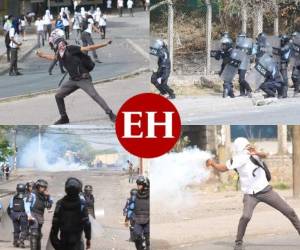 Varios estudiantes del Instituto Central Vicente Cáceres (ICVC) se tomaron las instalaciones del centro educativo y realizaron una protesta en la calle que conduce hacia dicha institución. Foto: Alex Pérez/ EL HERALDO