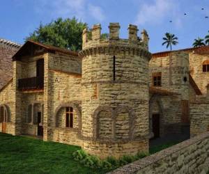 Esta es la imagen en 3D presentada por alumnos de Unitec sobre cómo se vería el castillo Bellucci si estuviera bien conservado.