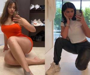 Desde outfits similares hasta poses, así se copian estilos Kylie Jenner y Rosalía. Fotos: Instagram.