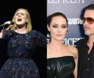 En su concierto en Nueva York el martes por la noche, la cantante británica abordó la ruptura de Brad Pitt y Angelina Jolie. Fotos: AFP