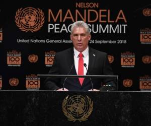 Miguel Diaz-Canel habló sobre las luchas de Nelson Mandela en su primer discurso en la ONU. Foto: AFP