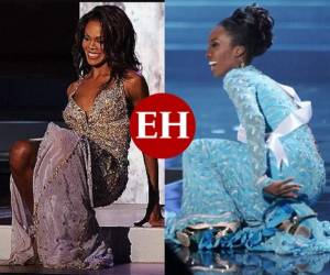 Algunas se fueron hasta el suelo como Miss USA Rachel Smith y Miss Guyana Ruqayyah Boyer. Foto: Cortesía.
