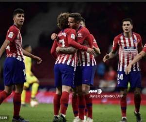 Antoine Griezmann y Diego Godín anotaron los goles para el Atlético de Madrid en el triunfo ante el Girona. Foto:AFP