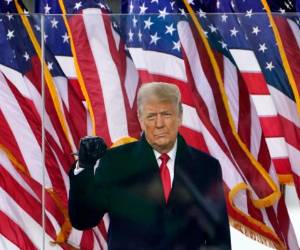 En esta fotografía del 6 de enero de 2021, el presidente Donald Trump habla en un mitin en Washington. (AP Foto/Jacquelyn Martin, Archivo).