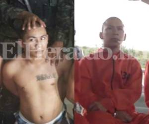 A la izquierda, el pandillero capturado este miércoles por el crimen contra el periodista Igor Padilla y a la derecha momento en que Cristian Ariel Cálix Hernández, alias 'Little Sam', era trasladado a la megacárcel de El Pozo.