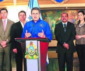 El presidente Hernández durante la cadena nacional.