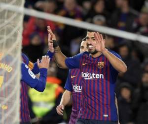Luis Suárez marcó el 1-0 sobre el Eibar en la fecha 19. Foto AFP