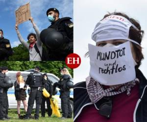 Varios miles de personas, sobre todo pertenecientes a la extrema derecha y a la izquierda radical, se manifestaron este sábado en varias ciudades de Alemania contra las restricciones impuestas por la pandemia de coronavirus, un movimiento que preocupa a las autoridades. Fotos AFP
