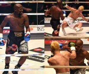 El estadounidense Floyd Mayweather se impuso ante Tenshin Nasukawa en un combate 'exprés', minutos antes del comienzo del 2019. Fotos AFP