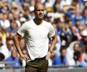 Manchester City's Spanish manager Pep Guardiola watches from the touchline during the English FA Community Shield football match between Chelsea and Manchester City at Wembley Stadium in north London on August 5, 2018. / AFP PHOTO / Ian KINGTON / NOT FOR MARKETING OR ADVERTISING USE / RESTRICTED TO EDITORIAL USE