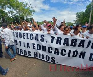 Al grito de 'Si se pudo' las bases del nacionalismo llegaron hasta el Colegio Médico de Honduras para manifestarse. Foto: Alejandro Amador/ El Heraldo.