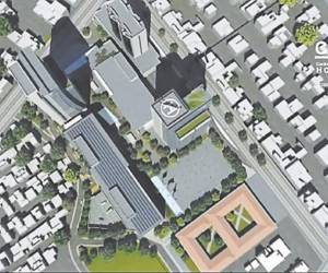 Una imagen panorámica virtual de la estructura muestra el edificio que estará contiguo a la actual Casa Presidencial.